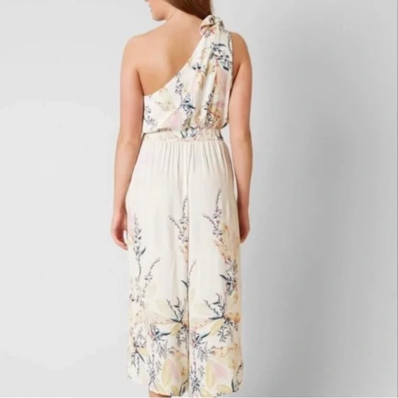 Free People Island Time Cream Color One Shoulder Wide Leg Jumpsuit — NWOT - Picture 2 of 6